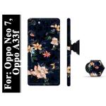 BUDDHU Colourfull Flower Hard Back Case with Mobile Holder, Pop socket for Oppo Neo 7, Oppo A33f