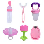 KUPEPE Baby Fruit Nibbler, Spoon feeder, Finger Brush, Baby Item ( Multicolor ) & Teether and Feeder (Pink)