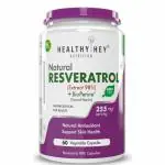 Healthy Hey Nutrition Resveratrol Extract 98 Percentage Plus BioPerine for Absorption 255 mg - 60 Vegetable Capsules