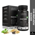 X-kicks. 820+Mg Ayurvedic Vitality 30 Veg Capsule for Men with Ashwagandha, Safed Musli, Gokshura & Ginseng|Boosts Performance, Muscle Strength, Recovery, Stamina, Testosterone levels |No Known Side Effects(Pack of 1)