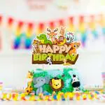 Zyozique Jungle Birthday Party Cake Toppers, Birthday Jungle Theme Party Cake Toppers for Birthday Decoration Cake Topper