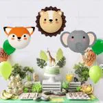 JAGMAG Woodland Animal Jungle Safari Cartoon Tiger Lion Elephant Party Decorations Paper Lantern (11 x 4 x 4 cm) (Pack of 3)