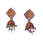 Priyansh Enterprise Handmade Orange Brass Traditional Earrings For Parties, Festivals For Women