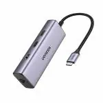 UGREEN 90119 USB C 9 In 1 Hub 4k@60Hz Dual HDMI Monitor Multifunctional Adapter(Gray)