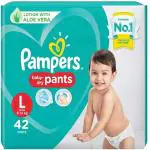Pampers All round Protection Pants, Large size baby diapers L-42 Count, Anti Rash diapers, Lotion with Aloe Vera - L (42 Pieces)
