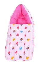 KUPEPE Printed Zipper 3 in 1 Baby's Cotton Bed Carry Bed 0-3 Months Sleeping Bag 3 in 1 Carry Bed with Carry Bag Luxury Crib (Fabric, Pink)