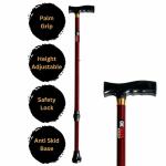 CHEVALIER Premium Walking Stick/Cane for Old People Men/Women Adults (Red)