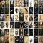 Cvanu 54pcs Dark Theme Aesthetic Poster Wall Collage Kit with Double Sided Tape-140 Paper Print (6 inch X 4 inch)