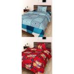 dehati store 180 TC Polycotton Single Printed Flat Bedsheet with Pillow Cover|Bedsheet Size-225 cmx 150 cm (Pack of 2, Multi)