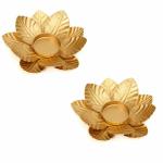 DULI Lotus Shape Kamal Patti Akhand Diya or Tealight Holder for Diwali Decoration (Pack of 2)