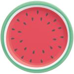 Tiki Times Tutti Frutti Summer Watermelon Paper Plates 26cm Pack of 8 for Luau/Hawaiian Theme Parties
