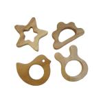 Neem Wooden Teethers for Babies of Age 0 to 3 Years, Star,Cloud,Dove and Bunny Shapes Teether, Teething Toy for Babies with Multiple Textured Surface (Brown)