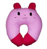 Fancy Walas Pink Takiya Velvet Fabric Cartoon Face Soft And Plush U Shape Neck Support Feeding And Nursing Pillow For Baby