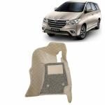 Kingsway 7D Car Floor Foot Tray Mats for Toyota Innova 8 Seater, 2012 - 2015 Model, 100% Waterproof Washable, Beige, Made with Top-Notch PVC Material, Complete Set of 4 Piece
