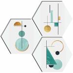 RAC Set of 3 Hexagon Abstract Math art background vector Wall Decor UV Wall Painting 17X17 INCH-2