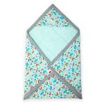 Luvlap Blue Grey Cotton Hooded Wrapper Blanket Quilt For New Born Baby (0-3 Yrs) 75 X 75 cm