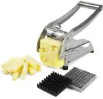Cartzeye Silver Stainless Steel Vegetable Slicer Maker Chipser With 2 Blades