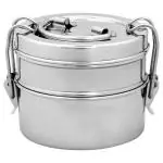 ComSaf Stainless Steel 8x2 Two Compartment Tiffin Box for Office - Indian Tradition Tiffin Box, Lunch Box 2 Tier - 8x2