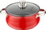 Pristine Red Aluminium Casserole With Knob Glass Lid (Set Of 2), 3.5 L