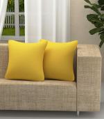 Yellow Weaves Cotton Canvas Decorative Cushion Covers, (16 X 16 Inches), Set of 2, Yellow
