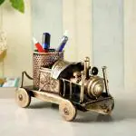 Trinity Craft Iron Handcrafted Train Engine Showpiece Pen Stand Handmade Decorative Show Pieces for Home Decor & Showcase Items for Home Decoration & Table Decor (9x4.5x5) Inch