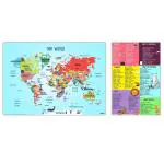 Ekdali Multicolor Paper World Map with Country Name and Capitals Combo 16.5 x 23.4 Inch