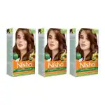 Nisha Creme Hair Color for Women & Men Long-lasting 100% Grey Coverage Permanent Hair Colour for Soft Shiny Healthy Hair Natural Brown (120g, Pack of 3)