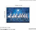 Masstone Lucky Seven Running Horses Vastu Painting | Seven Running Horses Painting (12x18 Inch) | Seven Horses Vastu Poster | Wall Posters for Wall Decoration Without Frame Pack of 1
