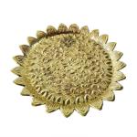 Indian Art Villa Pure Brass with Floral Embossed Design Pooja Thali/Plate Diameter 10 inch