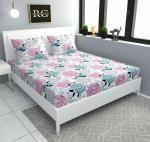 LA VERNE 360 Degree Elastic Fitted Printed Bedsheet with 2 Queen Size Pillow Covers (Style 2).