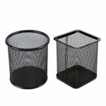 Goodwill Tech Pen-Pencil Desk Holder, Pack of 2 Different Round & Square Metal Mesh Office Desk Table Tool Organizer