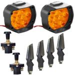 High Power Heavy Duty Yellow Color 9 LED Fog Lights Piece Pul Push Switch Dual Side Indicator Lights (pack of 4)