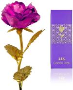 International Gift Pink Plastic Pink Rose Flower With Leaf With Luxury Gift Box And Carry Bag