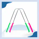 Nurpi steel tongue cleaner | plastic round shaped handle| tongue scraper made100% pure stainless steel & high grade plastic for adults Easy to Use pack of 2