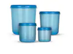 SAND DUNE Set of 4 (500g, 2, 5, 7.5kg) Blue Vacuum Sealed Multipurpose Storage Plastic Containers.