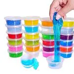 AMB Colors Non-Toxic Clear Crystal Slime Soft Jelly Clay Putty mud Stress Relief Toy Jelly Toy for Kids & Adult, DIY Slime Making- Multi Color (Pack of 18)