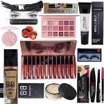 CLASSYHUDA PROFESSIONAL FOUNDATION, FACE POWDER, EYELINER, MASCARA, EYEBROW PENCIL, EYELASHES, LIPSTICK SETS, HIGHLIGHTER, LIP BALM, BRUSHES SET, CONTOUR, EYESHADOW & PRIMER. COMBO FACE MAKEUP KIT