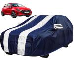 MOCKHE Car Cover Compatible with Hyundai i20 (Model : 2020-Till Date) with Mirror Pocket, Water Resistant, Triple Stitched, i20 New Car Cover- Navy White