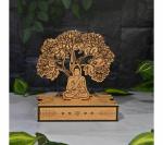Future Works Gautam Buddha Statue with Wooden Storage Box and Bodhi Tree for Home Decor Gifting Items for Good Luck and Prosperity (Bamboo ecofriendly)