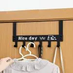 MFORALL Multifunctional Heavy Duty Over Door Hook Hanger for Clothes, Door Hanger for Clothes Without Drilling, Removable Door Hanger (Colour - Black, Pack of 1)