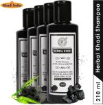 Herbal Khadi Activated Charcoal Herbal Shampoo With Alovera (No Sulphate & Paraben) Deep Rooted Scalp & Hair Herbal Cleanser 840 ml (Pack of 4)