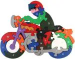 Nedteric Media Wooden Shaped Colored Bike Puzzle for Kids to Learn Letters and Numbers