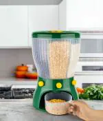 Dhananjay 4 in 1 Easy Flow Cereal Dispenser for Kitchen Round Shape Glass Grain Storage Box