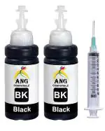 ANG Refill Ink for HP Printer Black Cartridges HP 802, 805, 678, 680, 803, 682, 46, 818, 685, 46, 21, 22, 901, 27, 703, 704, 862, 920, 808, 960 Black Ink Cartridge (100ml X 2 with 1 Syringe 10ml)