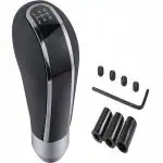 Huuso Car Gear Shift Knob Sleek Black Leather 5 Speed Manual Transmission Compatible With Mahindra Scorpio Classic