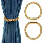HASTHIP Magnetic Curtain Tie Backs Clips Curtain Buckles Holdbacks Binding Weaving Tie Band 2 Pieces for Home Office Decorative