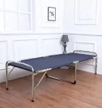 Essential World Signal Folding Bed for Sleeping,Wrought Iron Chrome Metal and Clothe (Navy Blue)