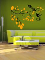 Trends on Wall Black-Yellow Forest Leaf Tree Design Wall Sticker 60 x 83 cm