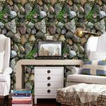JAAMSO ROYALS Multi colour Brick Stone with Grass Design Self Adhesive Decorative Vinyl Wallpaper ( 1000 CM X 45 CM )