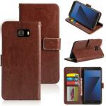 Tingtong Flip Case for Samsung Galaxy C7 Pro | Inside TPU with Card Pockets | Magnetic Closing | Flip Cover (Brown)